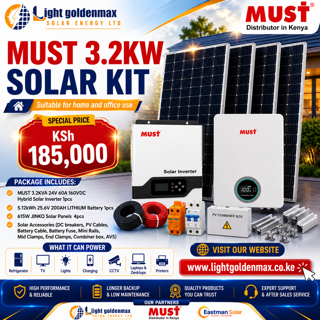 3.2KW MUST Lithium Solar Kit